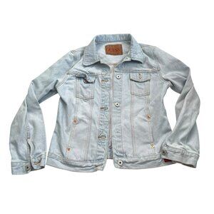 Vintage Guess trucker jacket light wash denim fitted XL